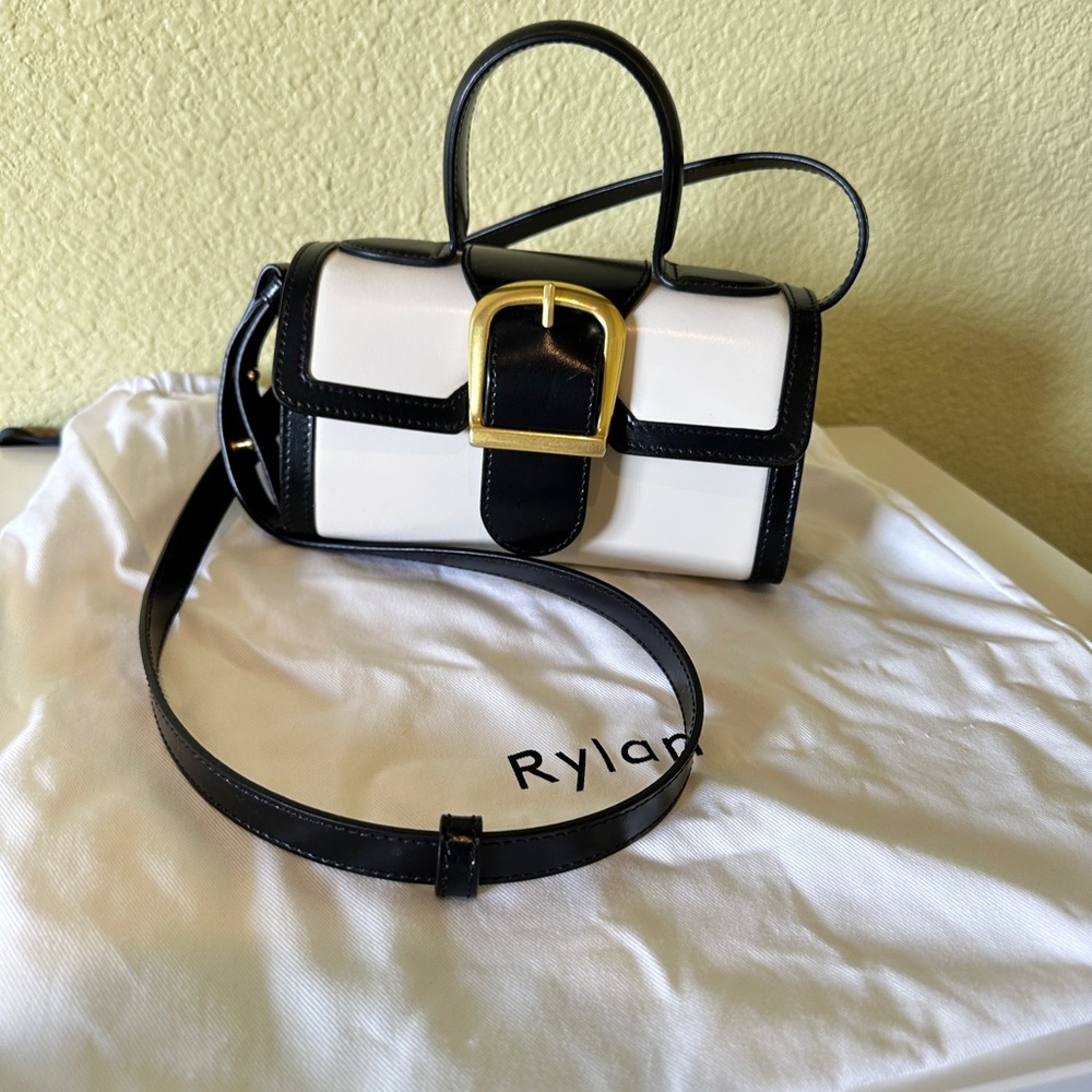 Rylan IVORY WITH BLACK MINI SATCHEL